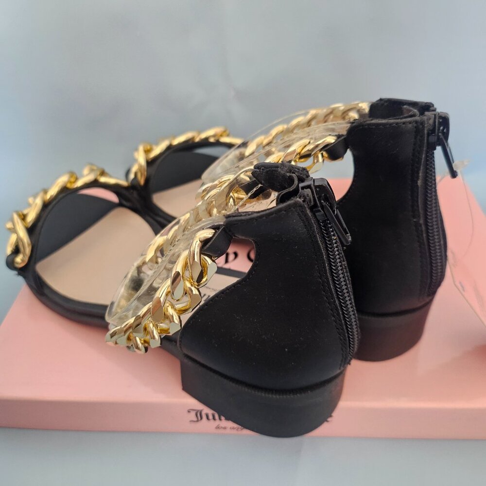 Juicy Couture Themis Chain Sandals Black Gold Block Heel Size 8.5 NWT - Picture 8 of 10